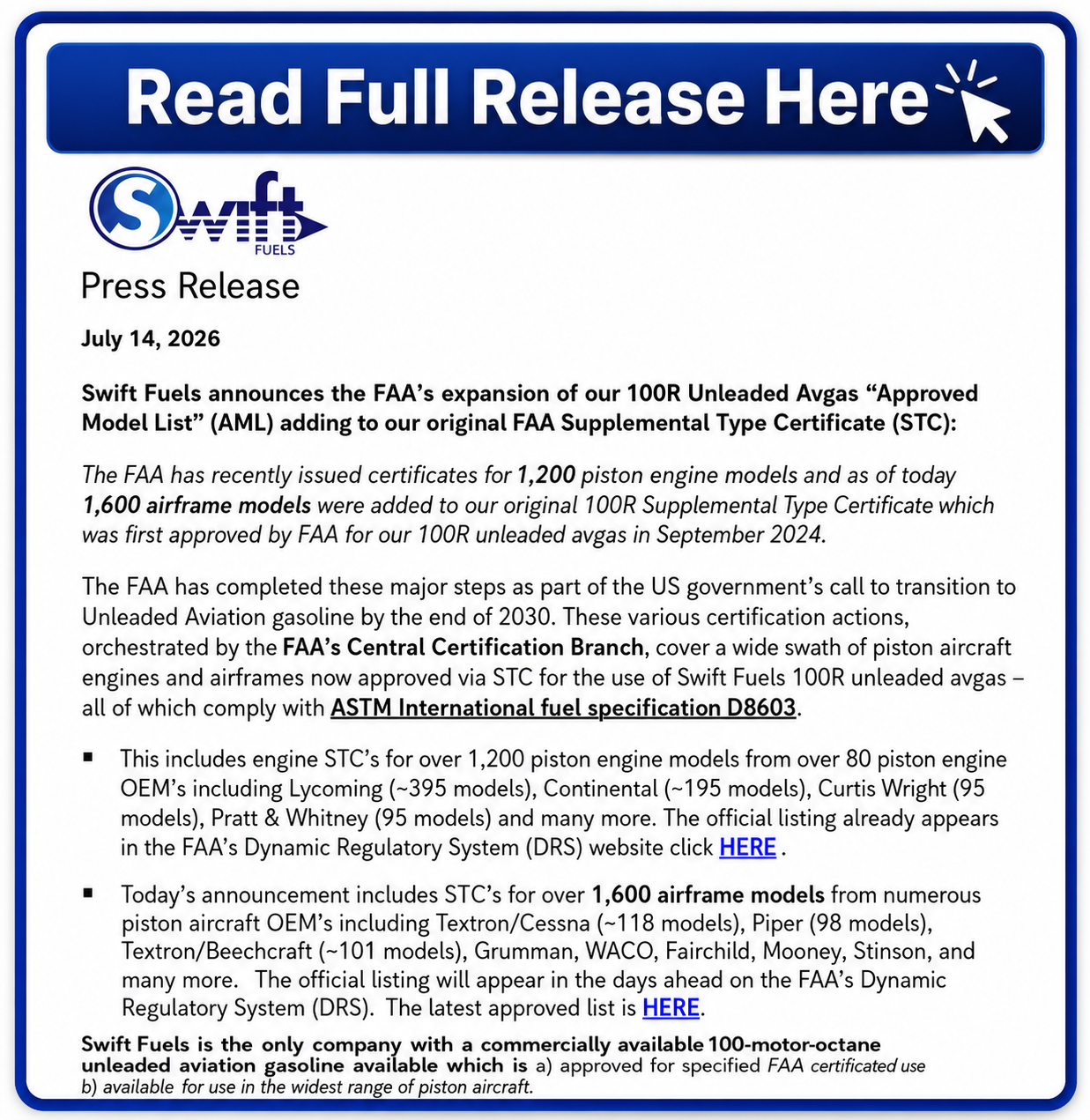 Click here to open the Press Release